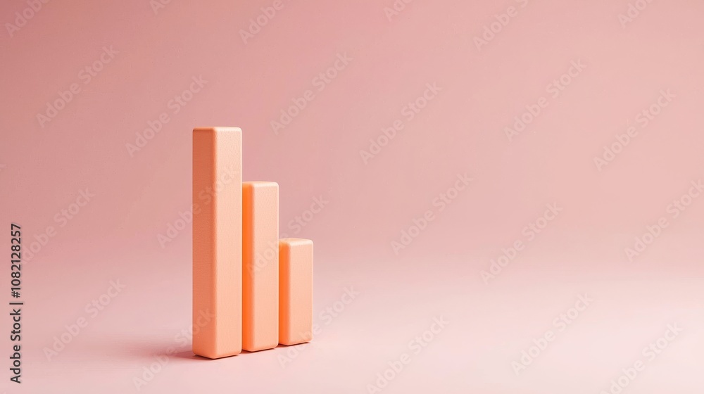 Poster the business plan 2025 with chart concept. a minimalist bar chart in soft peach tones, representing 
