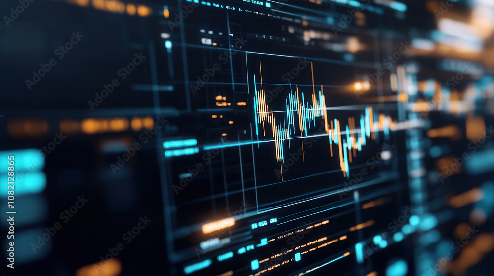 Poster dynamic data visualization showcasing cryptocurrency trends and analytics, featuring vibrant graphs 
