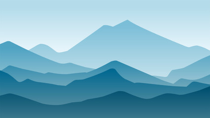 Landscape illustration of mountain ridge