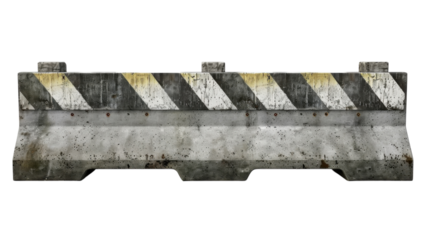 Concrete Road Barrier Isolated on a White Background Suitable for Traffic Safety Design and Urban Planning