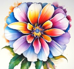 Obraz premium Illustration of multicoor flower on white background.