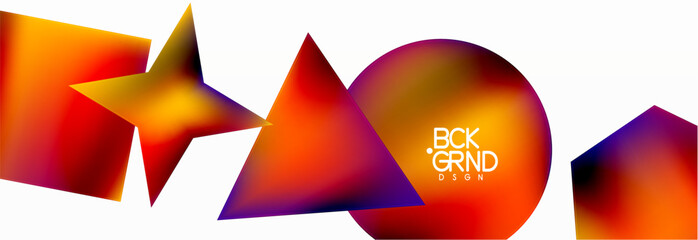 Neon color geometric shapes square triangle circle abstract background. Vector Illustration For Wallpaper, Banner, Background, Card, Book Illustration, landing page