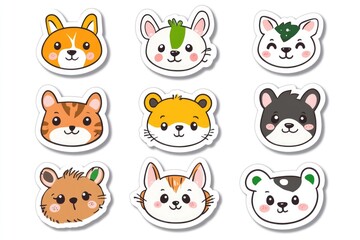 Fototapeta premium Set of colorful stickers featuring diverse wildlife, ideal for scrapbooking or crafts
