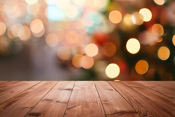 table and christmas lights background