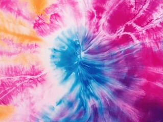 Vibrant Tie-Dye Pattern with Swirls of Pink, Orange, and Blue, Perfect for Creative Projects, Backgrounds, Fashion, and Textiles