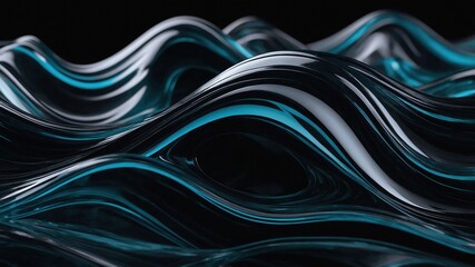 Abstract dark glass wave illustration. Modern abstract background. Ai generated image