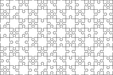 Blank puzzle pieces,full jigsaw puzzle on white background