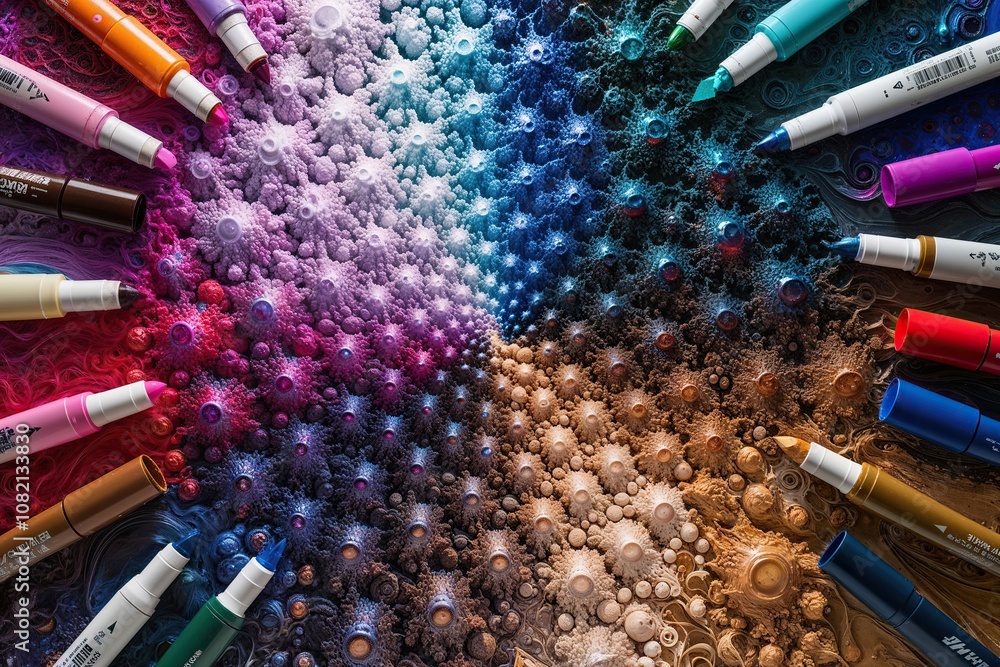 Poster Exploring Rich Multifractal Art Textures with Markers and Palette Knife Techniques on Canvas