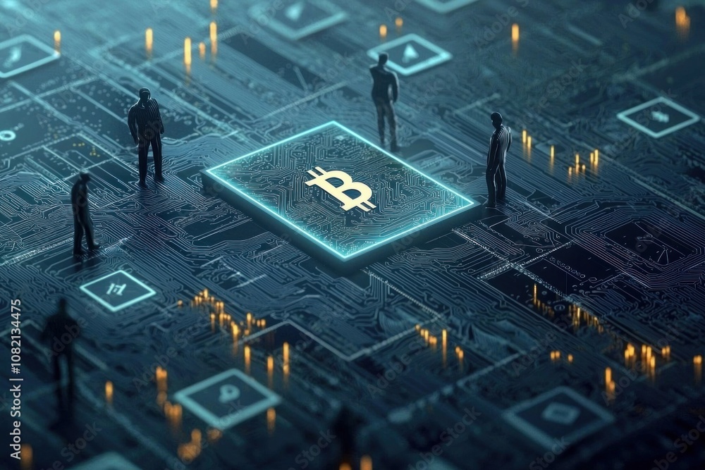 Poster cryptocurrency investment digital realm visual representation futuristic environment aerial view blo