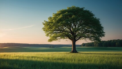 A serene landscape with a single tree, symbolizing growth and recovery from PTSD.
