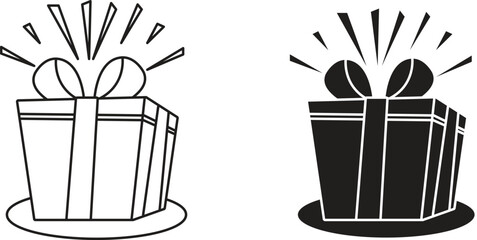 Gift box icons in Trendy Flat style. Gift boxes with ribbon icons Set. Gift box flat line silhouette set