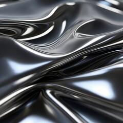 Close up texture of liquid shiny metal in silver gray color with highlights and shimmers. Liquid metallic texture, backdrop for web promotion. Generative AI 3d rendering illustration imitation