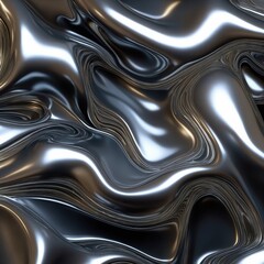 Obraz premium Close up texture of liquid shiny metal in silver gray color with highlights and shimmers. Liquid metallic texture, backdrop for web promotion. Generative AI 3d rendering illustration imitation