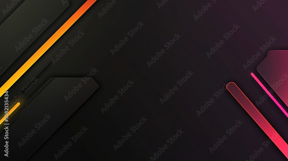 Poster Abstract background with black, yellow, and red diagonal lines and shapes on a dark background.