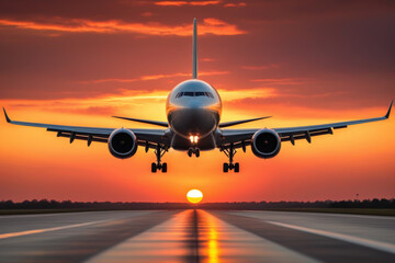 Fototapeta premium front view of photorealistic passenger plane landing