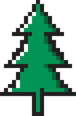 Pixel green pine tree Icon