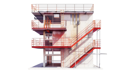 Comprehensive Fire Escape Plan Illustration for Safety Protocols and Emergency Preparedness Use