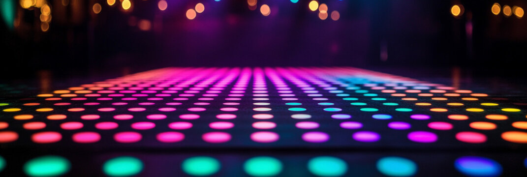 ナイトクラブの床のカラフルな光の玉　Generative AI