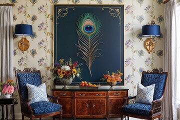 Elegant Wildflower Decor Featuring Peacock Feather Design for Charming Interiors