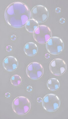 Transparent soap bubble pattern on a gray wallpaper background, Dreamy