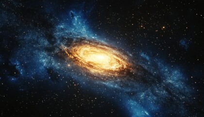 Obraz premium Stunning View of a Spiral Galaxy in Deep Space Displaying Vibrant Colors and Starry Background, Symbolizing the Wonder of the Universe and Cosmic Beauty
