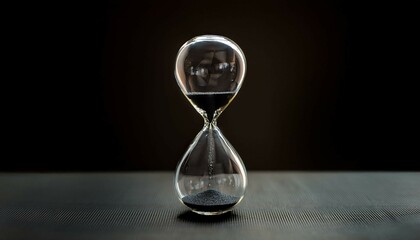 hourglass on black background