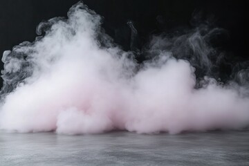 Soft pink and white smoke floating above a reflective surface