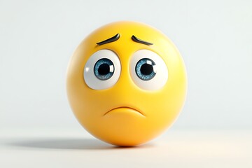 3D Style Emoji with Pleading Expression and Wide Eyes isolated on transparent. PNG.