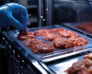 Artificially grown cultured meat, representing sustainable and innovative food technology