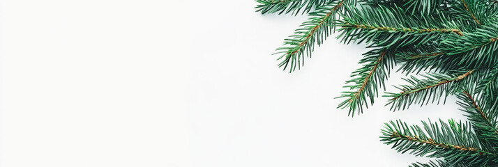 Obraz premium Aesthetic Christmas template with minimalistic pine branch frame. Generative AI