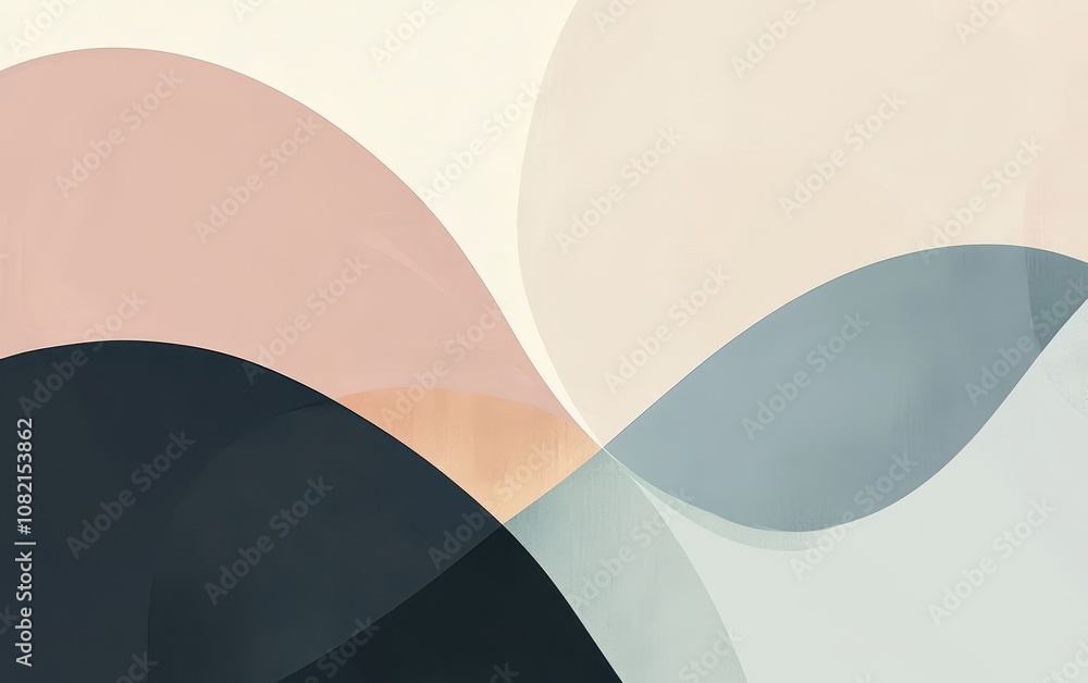 Poster minimalist abstract background with soft curves and gentle color palette for contemporary design and