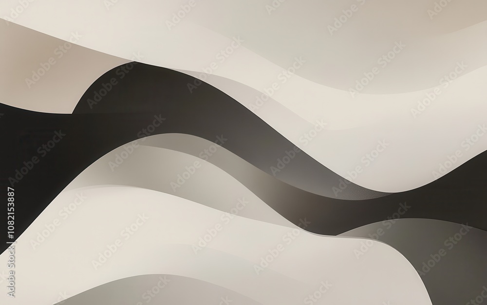 Poster clean and simple abstract design with soft curves in black and cream tones ideal for minimalist aest