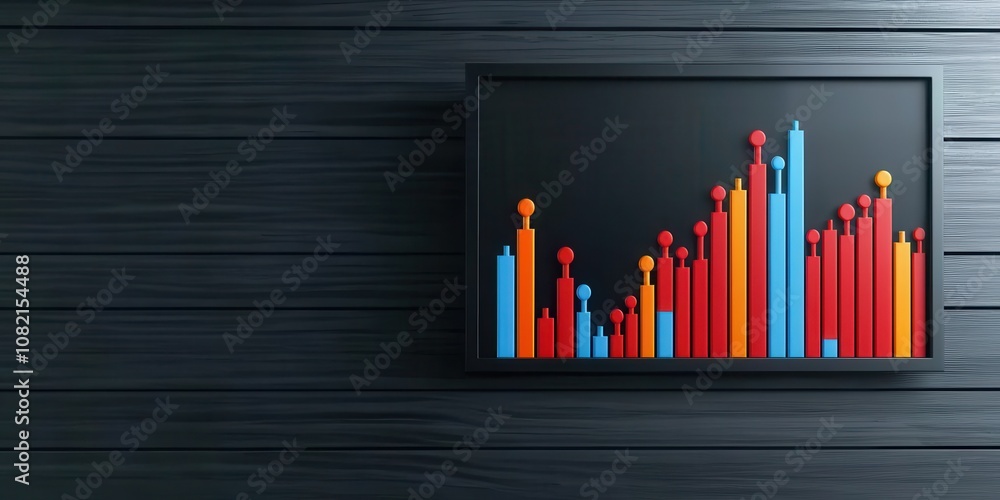 Aufkleber a colorful bar graph depicting marketing growth trends, emphasizing data visualization with bold col