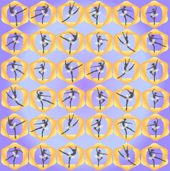 Ballet dancing Seamless pattern with silhouettes of ballerinas on a violet background dance background
