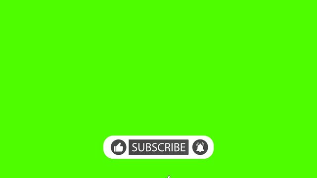Pop up youtube subscribe like bell icon button clicked animation motion graphic with chroma green screen clip template 4k