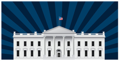 White House in Washington, USA, vector illustration