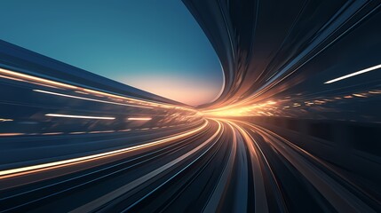 digital technology curve metal track poster background