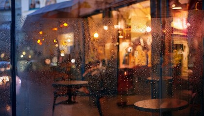 비오는 거리의 카페 풍경