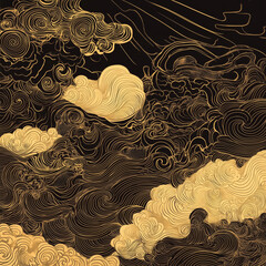 Golden clouds bronze cut pattern