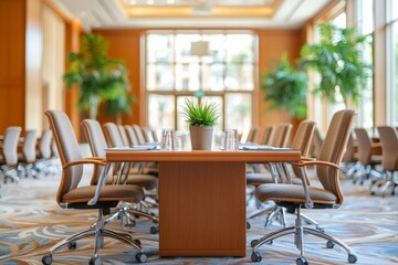 Obraz premium Microphone in meeting room for a conference , isolated on white background, , copy space, copy space for text,