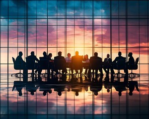 Silhouetted Business Professionals Engaged in Heated Financial Projections Discussion