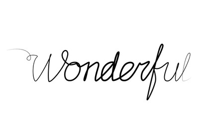 Continuous drawing of the word Wonderful in one line. vector