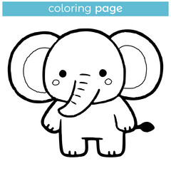 cute elephant animal coloring page for kids vector illustration template design