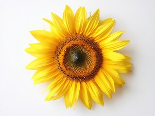 Fototapeta premium Bright sunflower close-up on white background.