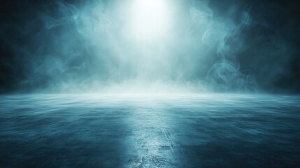 Abstract misty environment with teal lighting