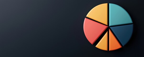 A colorful pie chart on a dark background, representing data distribution or statistical analysis.