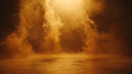 Obraz premium Warm golden light shining through thick atmospheric smoke