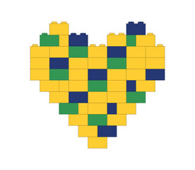 Colorful heart made of blocks on white background a vector illustration