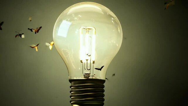 bulb camera slowly zooms flutter creating calm yet intriguing visual effect fade loop moth electricity bug insect ecology business porch swarm night time dusk attraction popular idea energy mechanic