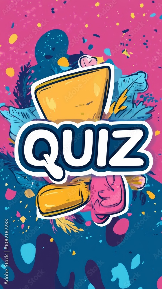 Poster fun quiz time: vibrant and playful illustration of a quiz concept with a colorful background and fun